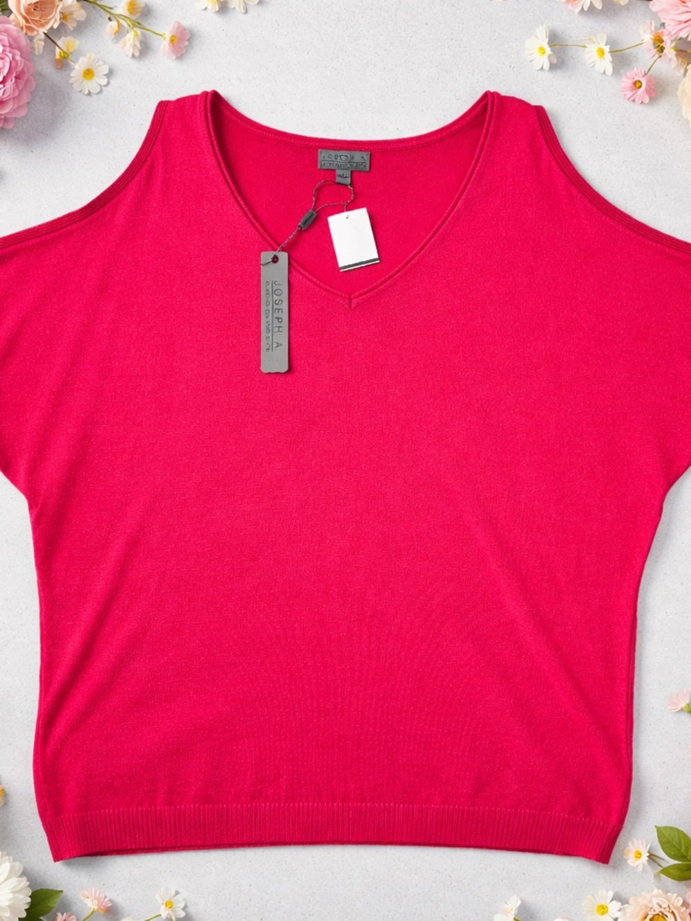 Joseph Hot Pink V-Neck Cold-Shoulder Tank Top